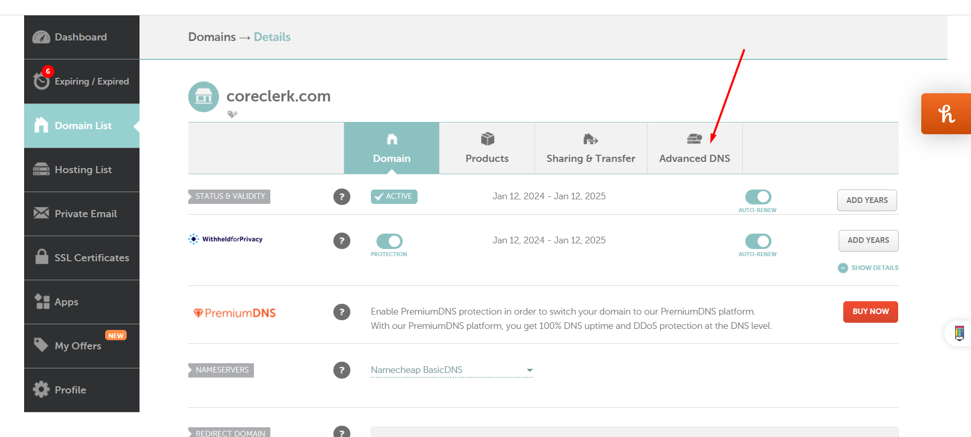 Domain Controll Panel