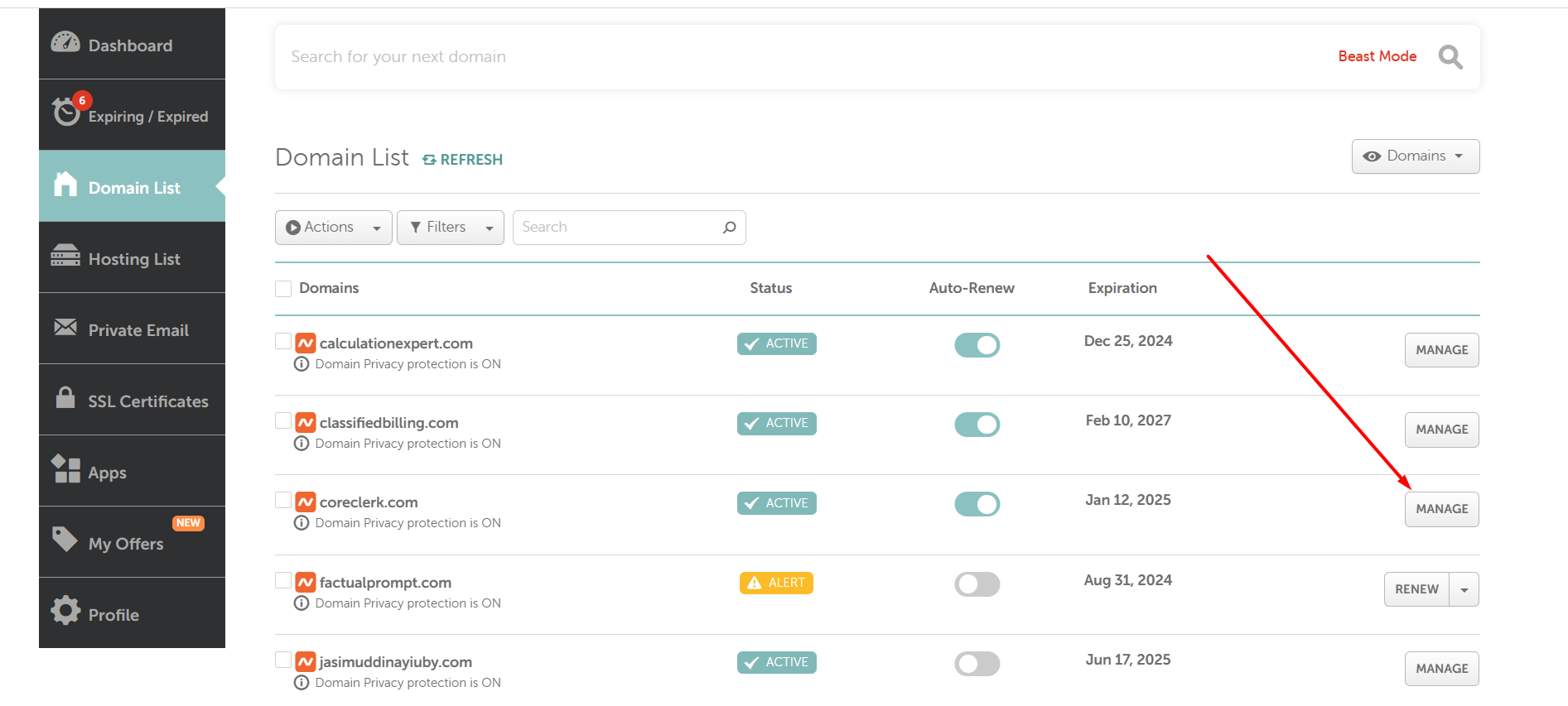 Manage Domain