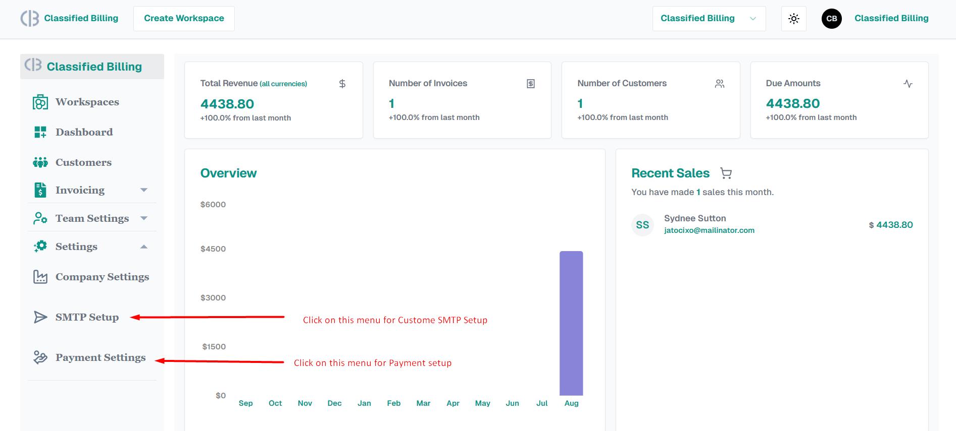 SMTP and Payment Setup