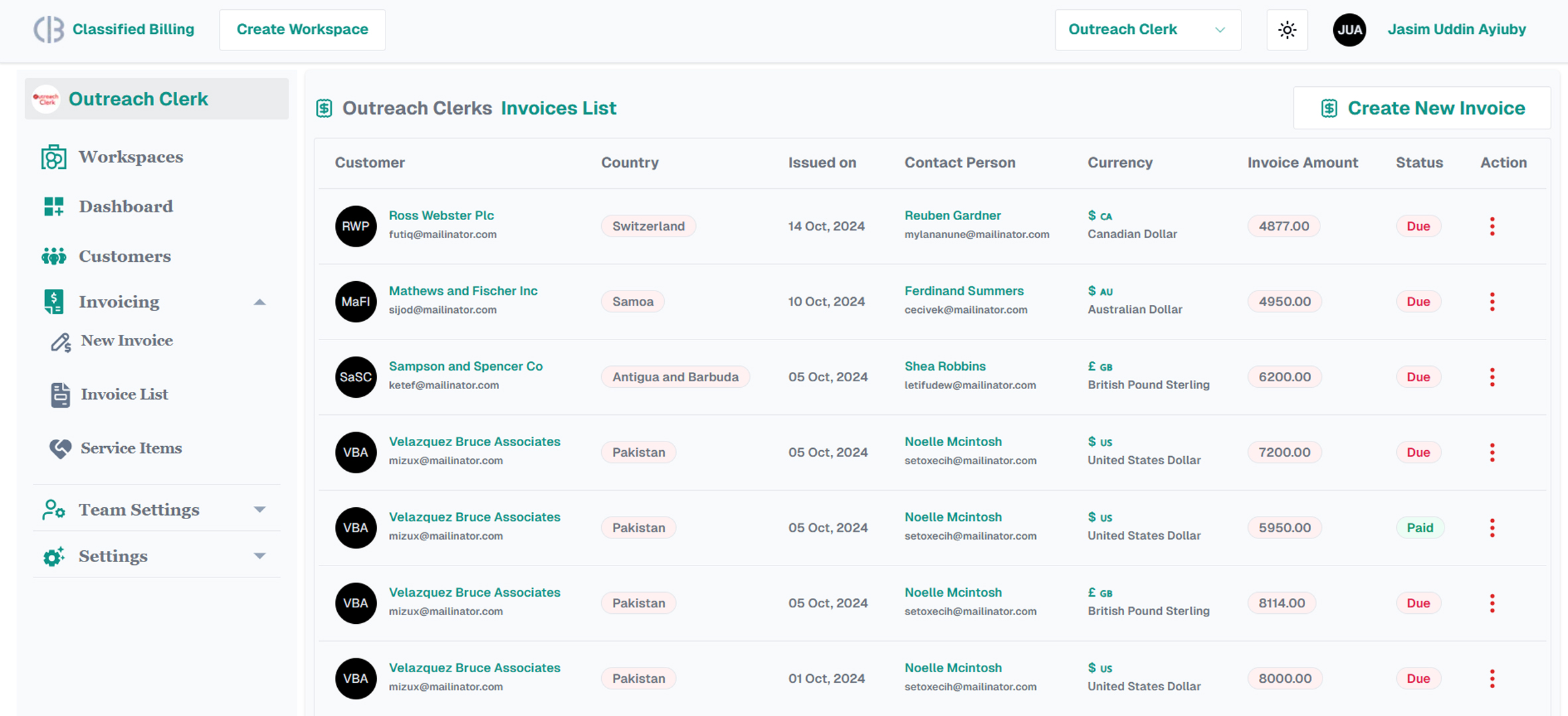 Invoice List