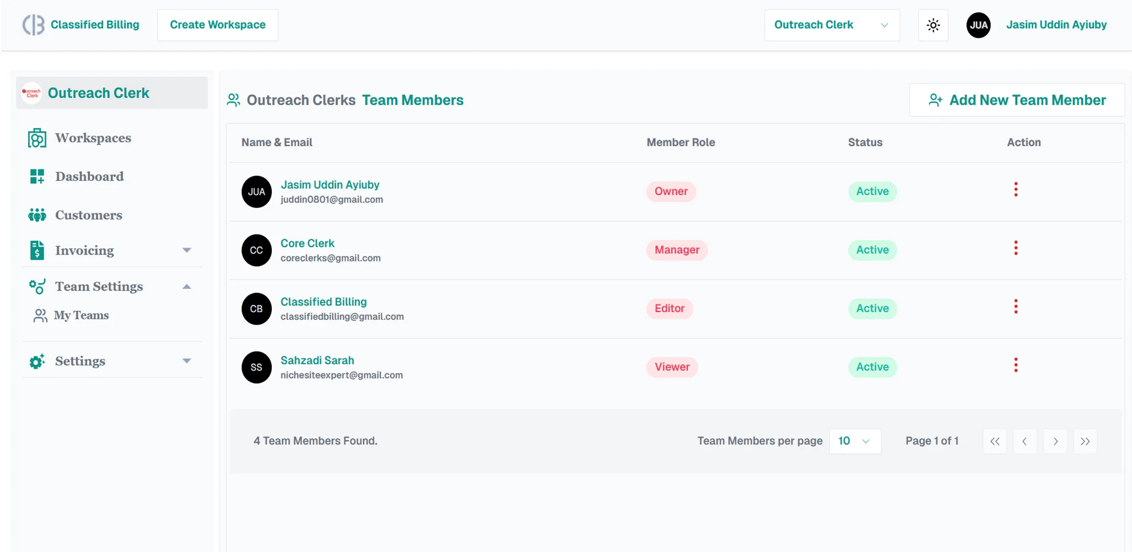 Classified Billing's Exclusive Features 8 Team Invitation